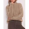 image:imageBTFBM Womens Oversized Sweaters Contrast Chunky Knit SweaterKhaki