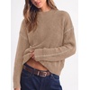 image:imageBTFBM Womens Oversized Sweaters Contrast Chunky Knit SweaterKhaki