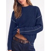 image:imageBTFBM Womens Oversized Sweaters Contrast Chunky Knit SweaterNavy