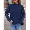 image:imageBTFBM Womens Oversized Sweaters Contrast Chunky Knit SweaterNavy