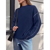 image:imageBTFBM Womens Oversized Sweaters Contrast Chunky Knit SweaterNavy
