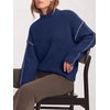 image:imageBTFBM Womens Oversized Sweaters Contrast Chunky Knit SweaterNavy
