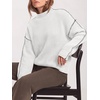 image:imageBTFBM Womens Oversized Sweaters Contrast Chunky Knit SweaterWhite