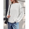 image:imageBTFBM Womens Oversized Sweaters Contrast Chunky Knit SweaterWhite