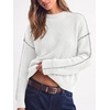 image:imageBTFBM Womens Oversized Sweaters Contrast Chunky Knit SweaterWhite