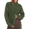 image:imageBTFBM Womens Oversized Sweaters Contrast Chunky Knit SweaterArmy Green