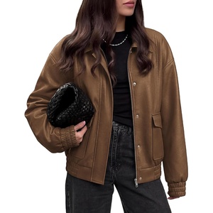 image:imageBTFBM Faux Leather Jacket Women Fall Clothes 2026Brown