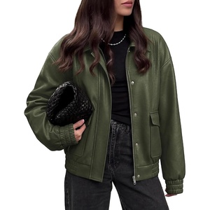 image:imageBTFBM Faux Leather Jacket Women Fall Clothes 2026Grey Green