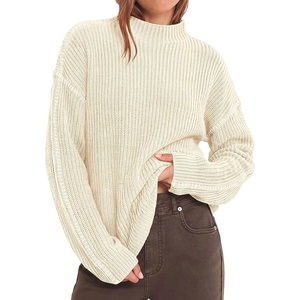 image:imageBTFBM Womens Oversized Sweaters Contrast Chunky Knit SweaterBeige