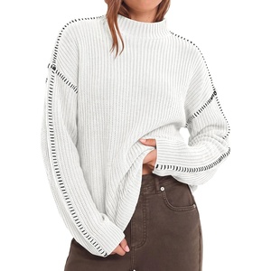 image:imageBTFBM Womens Oversized Sweaters Contrast Chunky Knit SweaterWhite